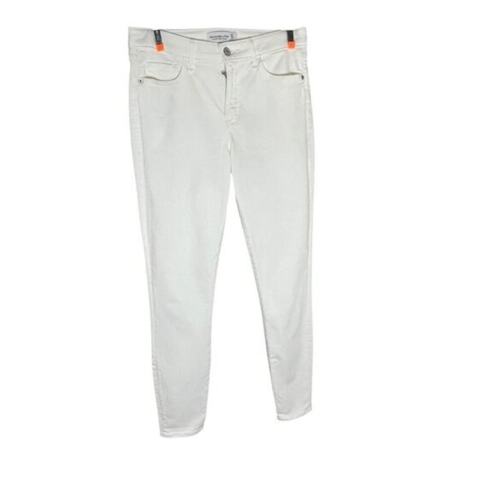 Abercrombie & Fitch White Mid Rise Super Skinny Jeans Size 27/4L Cotton Blend Wo